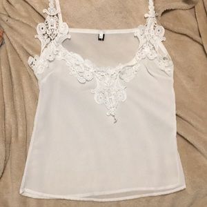 Camisole with embroidered lace detail